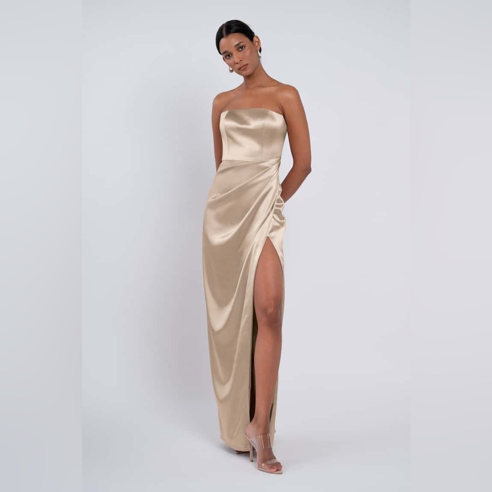 Jenny Yoo - Paola Satin Back Dress PALE GOLD size 0 Excellent Condition